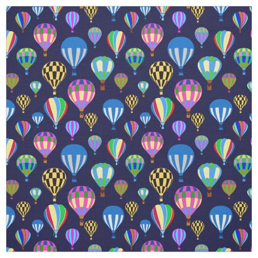Muster von Heißluftballons. Navy Blue Background Stoff (Muster)
