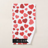 Muster von Herzen, roten Herzen, Ihr Name Badhandtuch Set (Handtuch)