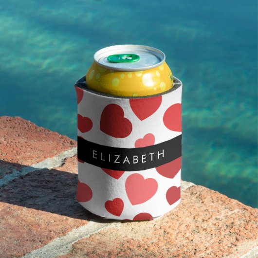 Muster von Herzen, roten Herzen, Ihr Name Dosenkühler (In Situ Pool)