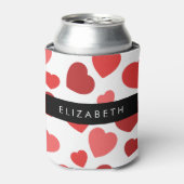 Muster von Herzen, roten Herzen, Ihr Name Dosenkühler (Kanne Vorderseite)
