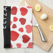 Muster von Herzen, roten Herzen, Ihr Name Geschirrtuch (Viertel Falte)