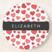 Muster von Herzen, roten Herzen, Ihr Name Getränkeuntersetzer (Vorne)