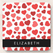 Muster von Herzen, roten Herzen, Ihr Name Getränkeuntersetzer (Vorderseite)