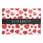 Muster von Herzen, roten Herzen, Ihr Name Kissenbezug (Rückseite)