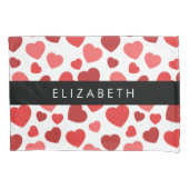 Muster von Herzen, roten Herzen, Ihr Name Kissenbezug (Vorderseite)