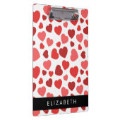 Muster von Herzen, roten Herzen, Ihr Name Klemmbrett (Rechts)