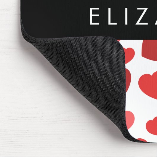 Muster von Herzen, roten Herzen, Ihr Name Mousepad (Ecke)