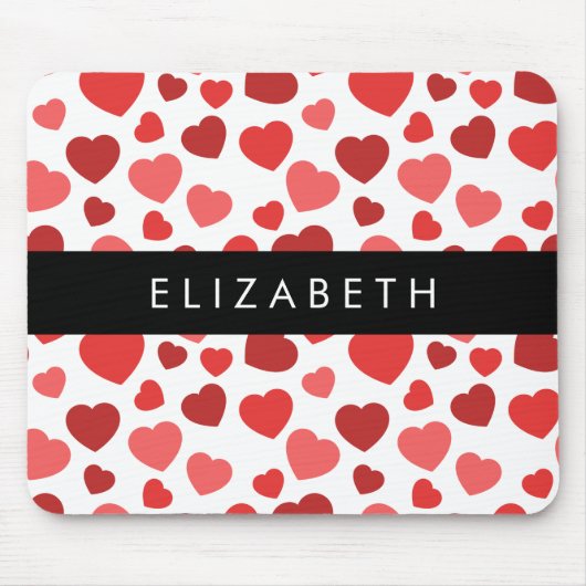 Muster von Herzen, roten Herzen, Ihr Name Mousepad (Vorne)