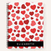 Muster von Herzen, roten Herzen, Ihr Name Notizblock (Vorderseite)