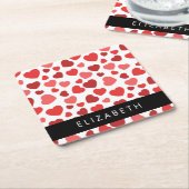 Muster von Herzen, roten Herzen, Ihr Name Rechteckiger Pappuntersetzer (angewinkelt)