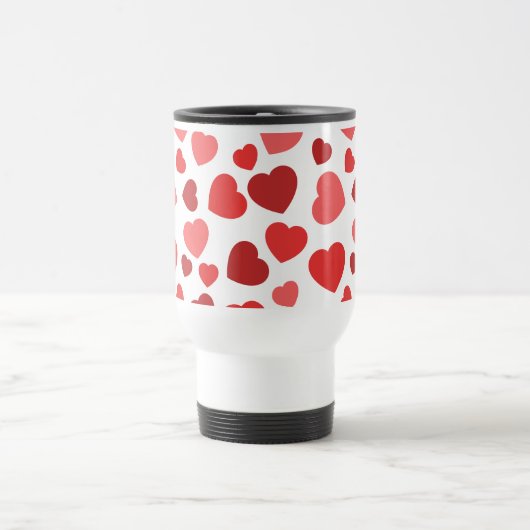 Muster von Herzen, roten Herzen, Ihr Name Reisebecher (Mittel)