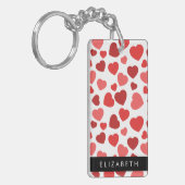 Muster von Herzen, roten Herzen, Ihr Name Schlüsselanhänger (Vorderseite links)