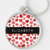 Muster von Herzen, roten Herzen, Ihr Name Schlüsselanhänger (Vorne)