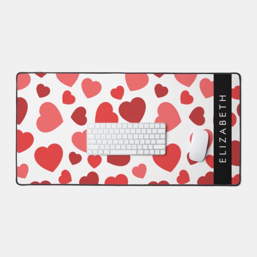 Muster von Herzen, roten Herzen, Ihr Name Schreibtischunterlage (Tastatur & Maus)