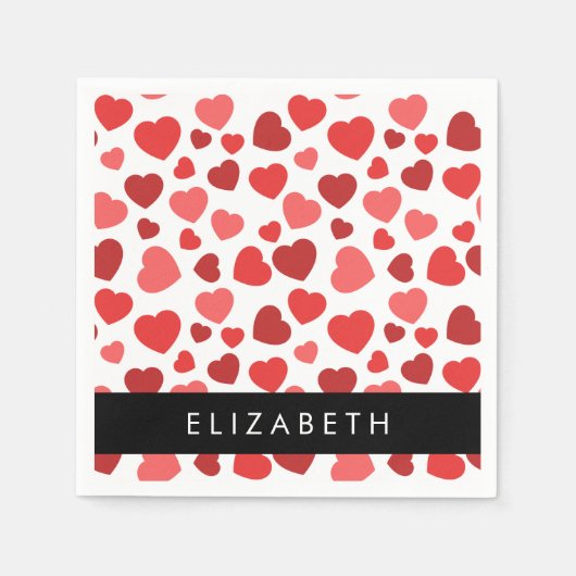 Muster von Herzen, roten Herzen, Ihr Name Serviette (Vorderseite)