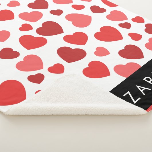 Muster von Herzen, roten Herzen, Ihr Name Sherpadecke (3/4)