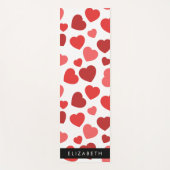 Muster von Herzen, roten Herzen, Ihr Name Yogamatte (Vorderseite)