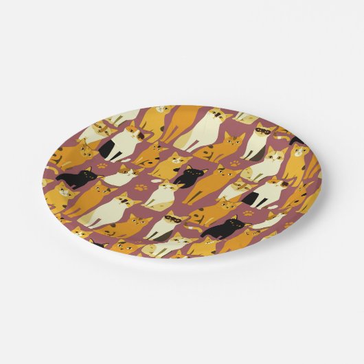 Muster von Ingwer, Schwarz und Weiß Pappteller (Schrägansicht)