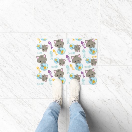 Muster von Katzen, Niedlichen Katzen, Kätzchen, Fi Fußmatte (Indoor)