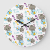 Muster von Katzen, Niedlichen Katzen, Kätzchen, Fi Große Wanduhr (Vorderseite)