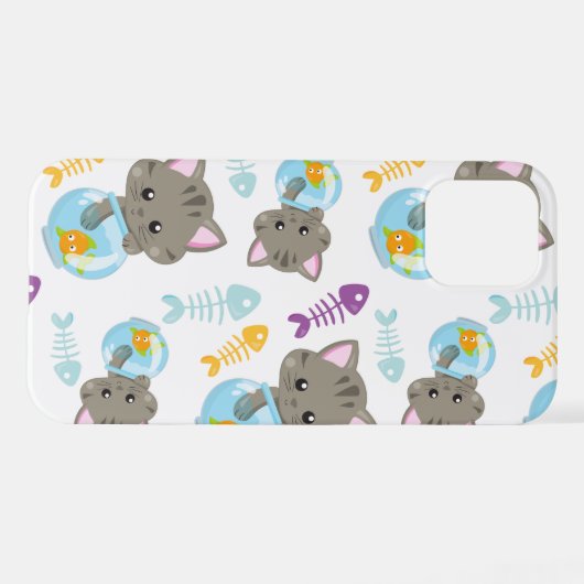 Muster von Katzen, Niedlichen Katzen, Kätzchen, Fi iPhone Hülle (Rückseite (Horizontal))