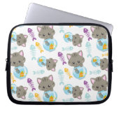 Muster von Katzen, Niedlichen Katzen, Kätzchen, Fi Laptopschutzhülle (Vorderseite)