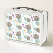 Muster von Katzen, Niedlichen Katzen, Kätzchen, Fi Metall Brotdose (Rückseite)