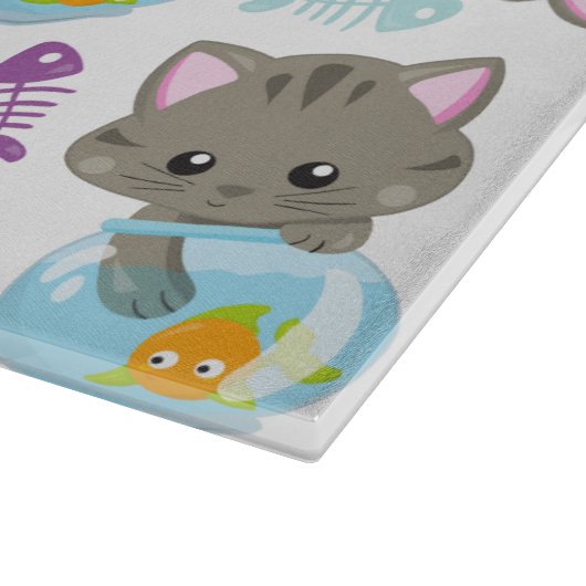 Muster von Katzen, Niedlichen Katzen, Kätzchen, Fi Schneidebrett (Ecke)