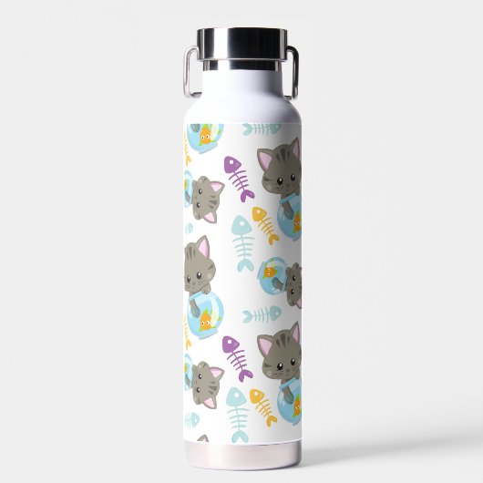 Muster von Katzen, Niedlichen Katzen, Kätzchen, Fi Trinkflasche (Vorne)
