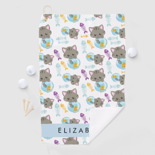 Muster von Katzen, Niedlichen Katzen, Kätzchen, Ih Golfhandtuch (Insitu)