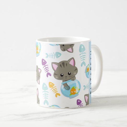 Muster von Katzen, Niedlichen Katzen, Kätzchen, Ih Kaffeetasse (VorderseiteRechts)