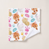 Muster von Katzen, Niedlichen Katzen, Kätzchen, Kä Badhandtuch Set (Waschlappen)