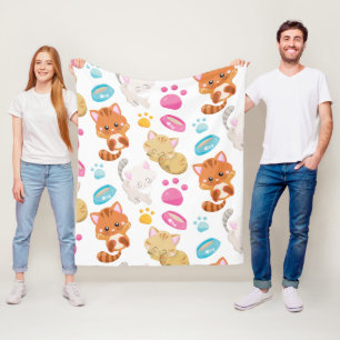 Muster von Katzen, Niedlichen Katzen, Kätzchen, Kä Fleecedecke