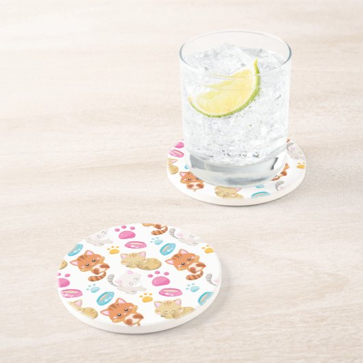 Muster von Katzen, Niedlichen Katzen, Kätzchen, Kä Getränkeuntersetzer (Seite)