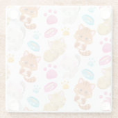 Muster von Katzen, Niedlichen Katzen, Kätzchen, Kä Glasuntersetzer (Rückseite)