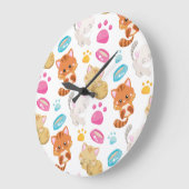 Muster von Katzen, Niedlichen Katzen, Kätzchen, Kä Große Wanduhr (Winkel)