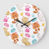 Muster von Katzen, Niedlichen Katzen, Kätzchen, Kä Große Wanduhr (Vorderseite)