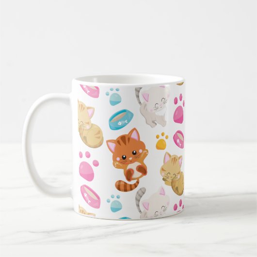 Muster von Katzen, Niedlichen Katzen, Kätzchen, Kä Kaffeetasse (Links)