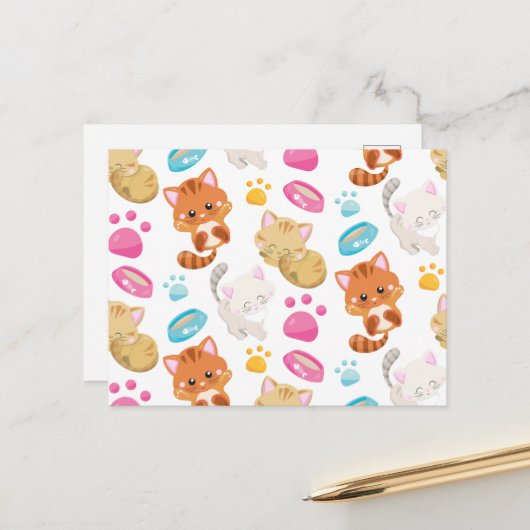 Muster von Katzen, Niedlichen Katzen, Kätzchen, Kä Postkarte (Vorderseite/Rückseite Beispiel)