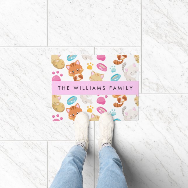 Muster von Katzen, Niedlichen Katzen, Kitty, Pfote Fußmatte (Indoor)