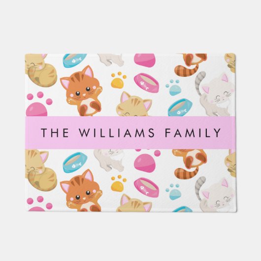 Muster von Katzen, Niedlichen Katzen, Kitty, Pfote Fußmatte (Vorderseite)