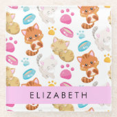 Muster von Katzen, Niedlichen Katzen, Kitty, Pfote Glasuntersetzer (Vorderseite)