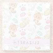 Muster von Katzen, Niedlichen Katzen, Kitty, Pfote Glasuntersetzer (Rückseite)