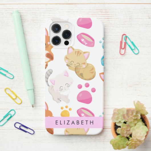 Muster von Katzen, Niedlichen Katzen, Kitty, Pfote iPhone Hülle (Auf dem Schreibtisch)