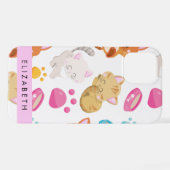 Muster von Katzen, Niedlichen Katzen, Kitty, Pfote iPhone Hülle (Rückseite (Horizontal))