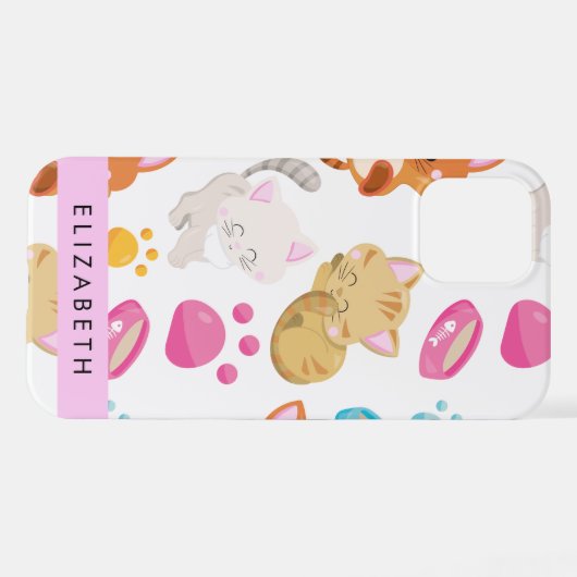 Muster von Katzen, Niedlichen Katzen, Kitty, Pfote iPhone Hülle (Rückseite (Horizontal))