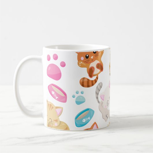 Muster von Katzen, Niedlichen Katzen, Kitty, Pfote Kaffeetasse (Links)