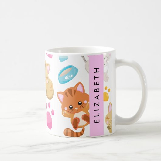 Muster von Katzen, Niedlichen Katzen, Kitty, Pfote Kaffeetasse (Rechts)