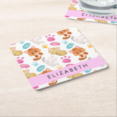 Muster von Katzen, Niedlichen Katzen, Kitty, Pfote Rechteckiger Pappuntersetzer (angewinkelt)