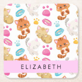 Muster von Katzen, Niedlichen Katzen, Kitty, Pfote Rechteckiger Pappuntersetzer (Vorderseite)